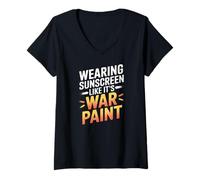 Femme WEARING SUNSCREEN LIKE IT'S WAR PAINT T-Shirt avec Col en V