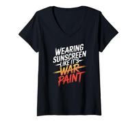 Femme WEARING SUNSCREEN LIKE IT'S WAR PAINT T-Shirt avec Col en V