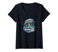 Femme Weather Geek & Proud Storm Chaser Meteorologist Design T-Shirt avec Col en V