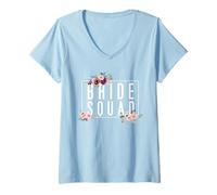 Femme Wedding and Engagement Funny Bridesmaid Fiancée Bride Squad T-Shirt avec Col en V