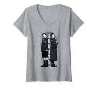 Femme Wednesday Season 2 Addams Siblings Pugsley & Wednesday T-Shirt avec Col en V