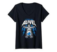 Femme Wednesday Season 2 I Feel So Alive! Electrified Uncle Fester T-Shirt avec Col en V
