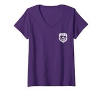 Femme Wednesday Season 2 Ophelia Left Pocket Retro White Logo T-Shirt avec Col en V, Violet, XL