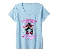 Femme Week-End Entre Filles 2025, Good Time Wine Vacay, Best Friends Trip T-Shirt avec Col en V