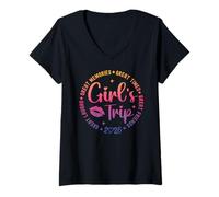 Femme Week-end pour filles, voyages 2026 T-Shirt avec Col en V