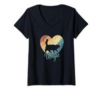 Femme Wegie Cat Forêt norvégienne T-Shirt avec Col en V