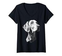 Femme Weimaraner Chien Motif Braque de Weimar T-Shirt avec Col en V