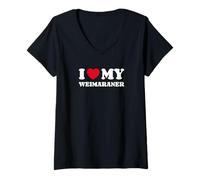 Femme Weimaraners I Love My Weimaraner Braque De Weimar T-Shirt avec Col en V