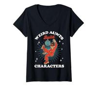 Femme Weird Aunts Build Characters Funny Groovy Disco Aunt Life T-Shirt avec Col en V