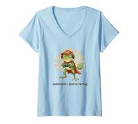 Femme Weirscore Gaming Sometimes I Just Be Fartin' Frog T-Shirt avec Col en V