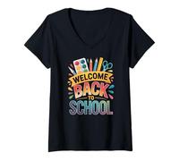 Femme Welcome Back to School T-Shirt avec Col en V