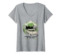 Femme Welcome to Derry Maine T-Shirt avec Col en V, Gris Chiné, L