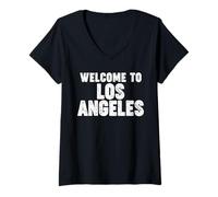 Femme Welcome to Los Angeles T-Shirt avec Col en V
