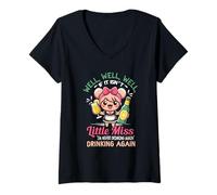 Femme Well If It Isn't Little-Miss I'm Never Drinking Again Adulte T-Shirt avec Col en V