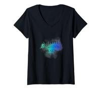 Femme Wellness Reflection Reset Aquarelle Santé mentale Art T-Shirt avec Col en V
