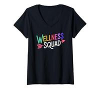 Femme Wellness Squad Fitness Expert P.E Gym PTA Thérapeute T-Shirt avec Col en V