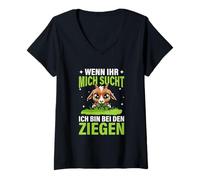 Femme Wenn Ihr Mich Sucht Ich Bin Bei Den Ziegen Ferme Chèvre T-Shirt avec Col en V