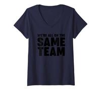 Femme We're All on The Same Team T-Shirt avec Col en V