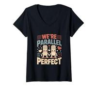 Femme We're Parallel Perfect Cute Couple Maths Love T-Shirt avec Col en V