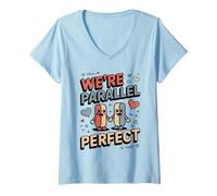 Femme We're Parallel Perfect Cute Couple Maths Love T-Shirt avec Col en V
