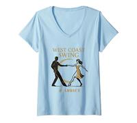 Femme West Coast Swing #Addict Silhouette Couple Danse T-Shirt avec Col en V