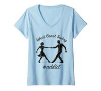 Femme West Coast Swing - Cadeau Original pour Passionnés de Danse T-Shirt avec Col en V