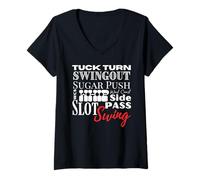 Femme West Coast Swing Dance WCS Dancing Terms Dancer Ballroom T-Shirt avec Col en V