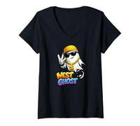 Femme West Ghost | Hip Hop Rap Musique Street Humour T-Shirt avec Col en V