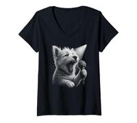 Femme West Highland White Terrier chanteur chanteur T-Shirt avec Col en V