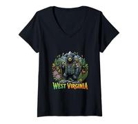 Femme West Virginia Mountain Bear Randonnée Nature T-Shirt avec Col en V