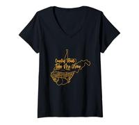 Femme West Virginia Pride | WV Home | Routes de Campagne | Empreinte T-Shirt avec Col en V
