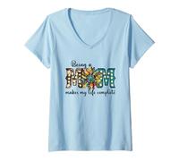 Femme Western Leopard Sunflower Mothers Day Design Being A Mom T-Shirt avec Col en V
