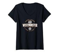 Femme Westminster Central London Coordonnates Label 2C T-Shirt avec Col en V