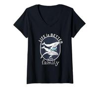 Femme Whale Ocean Life est Meilleure avec Family Pride Graphic T-Shirt avec Col en V