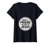 Femme What A Friend We Have in Jesus T-Shirt avec Col en V