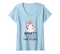 Femme What and I Cannot Stress This Enough The Fuck Unicorn Funny T-Shirt avec Col en V