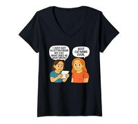 Femme What Does He Want Meow - Funny Cat Pun Design T-Shirt avec Col en V