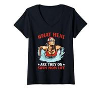 Femme What Heat are They on Swim Mom Life Support Parental - T-Shirt avec Col en V