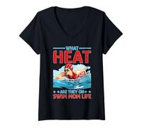 Femme What Heat are They on Swim Mom Life Support Parental T-Shirt avec Col en V