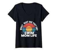 Femme What Heat are They on Swim Mom Life - T-Shirt avec Col en V