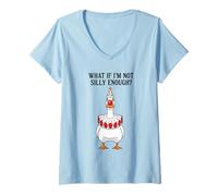 Femme What If I'm Not Enough Silly Enough Clown Goose Cartoon T-Shirt avec Col en V