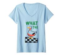 Femme What The Duck Funny Duck Humour T-Shirt avec Col en V