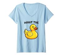 Femme What The Duck Funny Silly Sarcastic Viral Duck Meme Pun T-Shirt avec Col en V