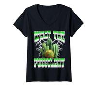 Femme What The Fucculent Cactus Succulent Plant, Style Bootleg des années 90 T-Shirt avec Col en V