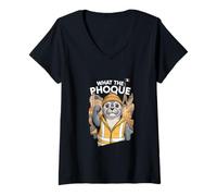 Femme What The Phoque Fier d’être Français Patriote T-Shirt avec Col en V