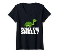 Femme What The Shell : Carapace de Tortue drôle, Oui T-Shirt avec Col en V