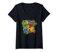 Femme What Up Doe | Graffiti Style Michigan T-Shirt avec Col en V