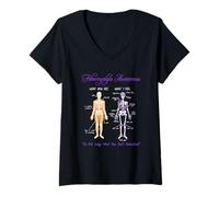 Femme What You See What I Feel Skeleton Fibromyalgia Awareness T-Shirt avec Col en V