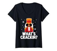 Femme Whats Crackin Casse-Noisette de Noël Amusant pour Hommes, Enfants, Adolescents, garçons T-Shirt avec Col en V
