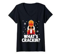 Femme Whats Crackin Casse-Noisette de Noël Amusant pour Hommes, Enfants, Adolescents, garçons T-Shirt avec Col en V